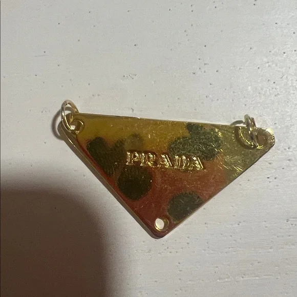 Prada Gold-Tone & White Triangle Logo Charm - Picture 2 of 2